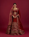 Intricate Embroidered Red Bridal Lehenga